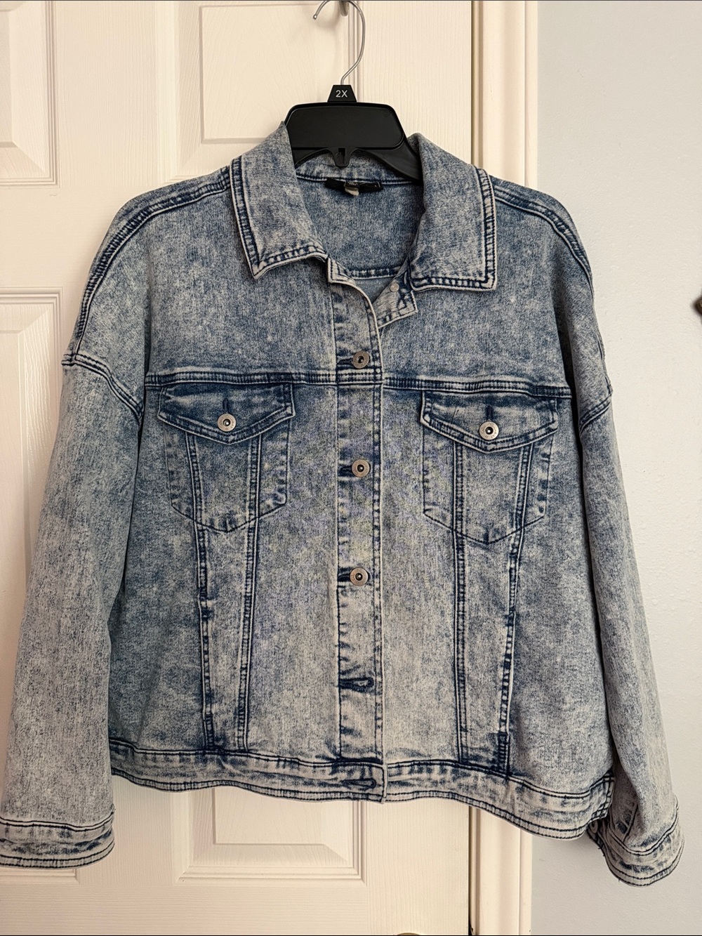 DG2 by Diane Gilman Acid Wash Light Blue Denim Jacket
